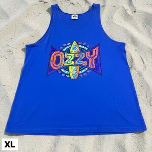 Vintage Ozzy Surf Tank Top Men's X-Large Blue Graphic Print‎ USA Made 90s Beach